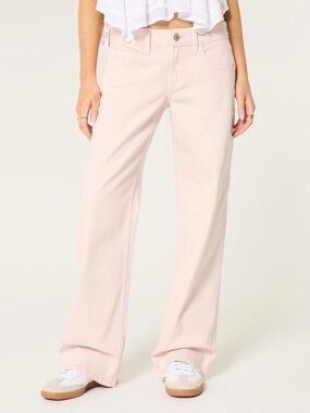 Hollister Low-Rise Light Pink Baggy Jeans